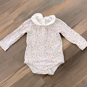 The Little White Company Floral Bib Collar Bodysuit